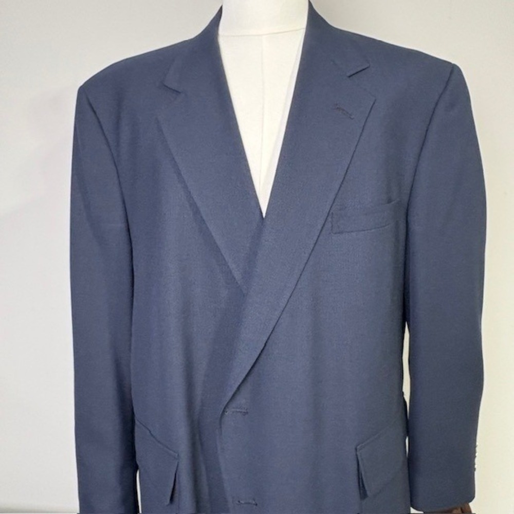 Steven Windsor John Weitz Men's Navy Wool Blend Blazer Jacket Tailored USA 44R